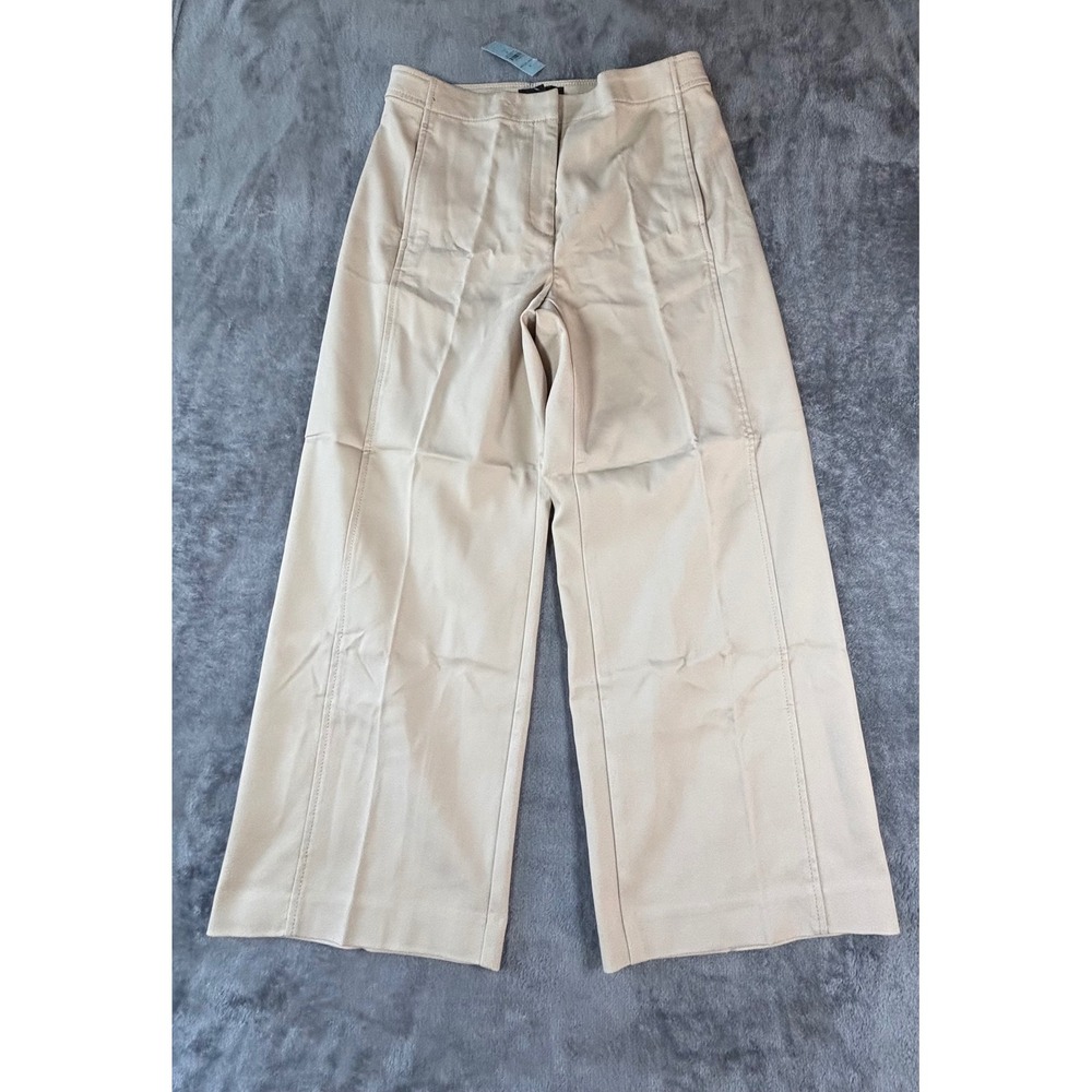 Ann Taylor Womens Beige Wide Leg Trousers High Rise Work Pants Khaki Tan - Picture 2 of 12